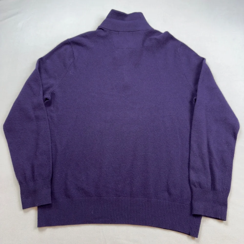 Banana Republic Mens Purple 100%‎ Merino Wool Half Zip Mock Neck Sweater Lg